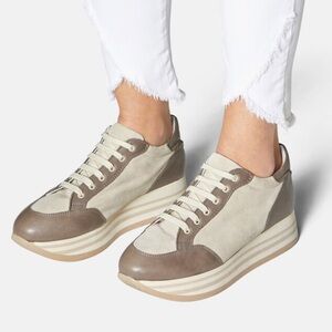 Madeleine Italian Suede Leather Stripe Platform Sneakers Size 36